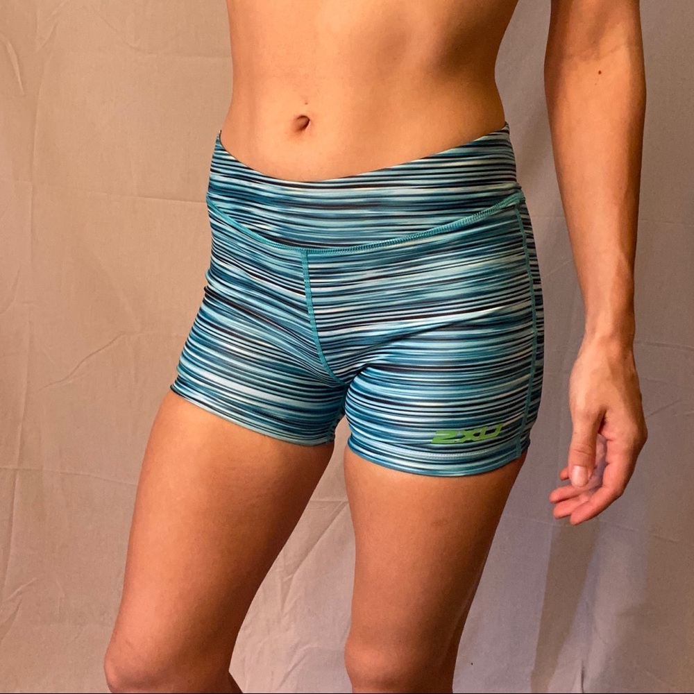 2XU Blue/Green Spandex Shorts